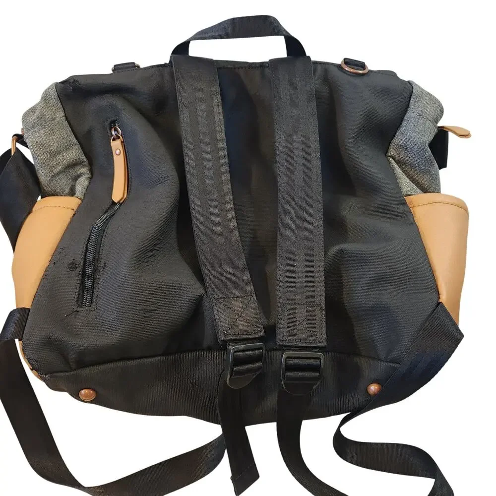 Petunia Pickle Bottom Boxy Backpack Diaper Bag Black Chambray Changing Pad